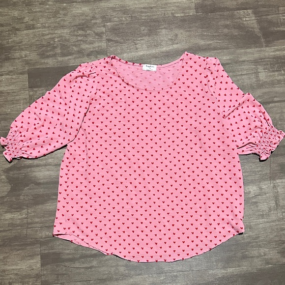 Pink Heart Patterned Women's Top - Picture 1 of 3